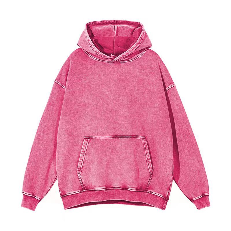 Wholesale Heavy Washed Distressed Plus Velvet Hooded Casual Retro Snowflake Clothes